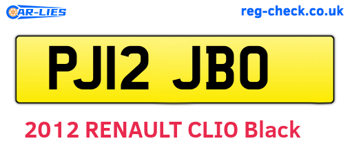 PJ12JBO are the vehicle registration plates.