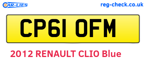 CP61OFM are the vehicle registration plates.