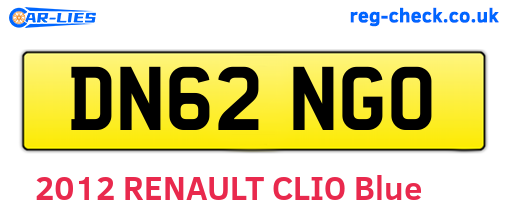 DN62NGO are the vehicle registration plates.