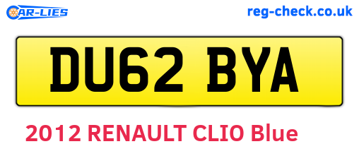 DU62BYA are the vehicle registration plates.