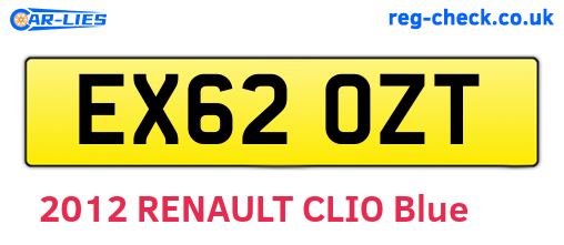 EX62OZT are the vehicle registration plates.