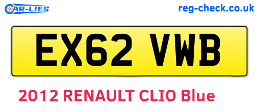 EX62VWB are the vehicle registration plates.