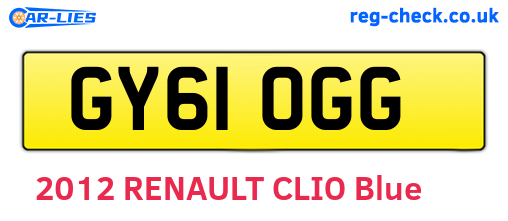 GY61OGG are the vehicle registration plates.
