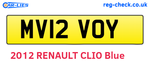 MV12VOY are the vehicle registration plates.