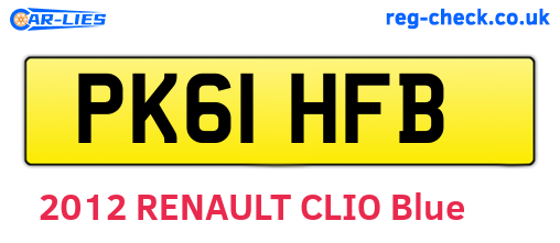 PK61HFB are the vehicle registration plates.