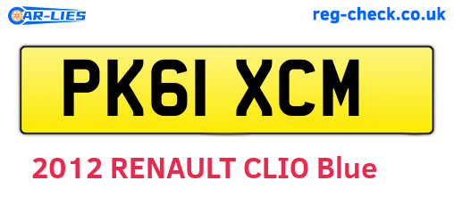 PK61XCM are the vehicle registration plates.