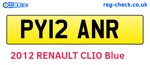 PY12ANR are the vehicle registration plates.