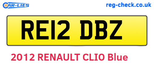 RE12DBZ are the vehicle registration plates.