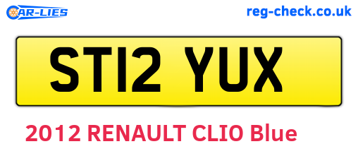 ST12YUX are the vehicle registration plates.