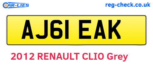 AJ61EAK are the vehicle registration plates.