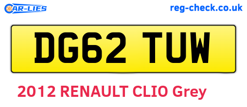 DG62TUW are the vehicle registration plates.