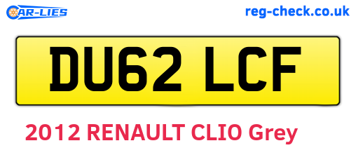 DU62LCF are the vehicle registration plates.
