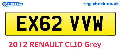 EX62VVW are the vehicle registration plates.