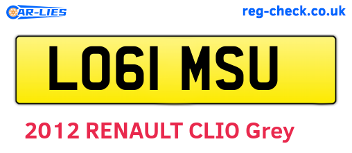 LO61MSU are the vehicle registration plates.