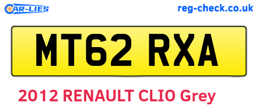 MT62RXA are the vehicle registration plates.
