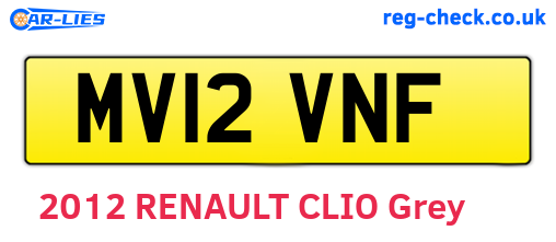 MV12VNF are the vehicle registration plates.