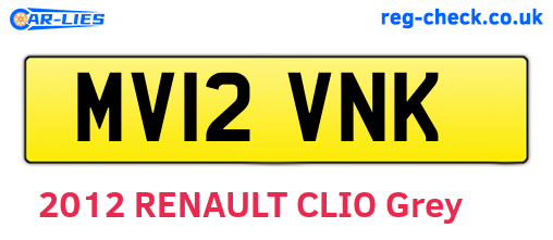 MV12VNK are the vehicle registration plates.