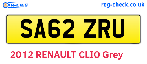SA62ZRU are the vehicle registration plates.