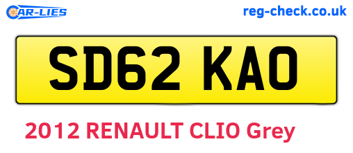 SD62KAO are the vehicle registration plates.