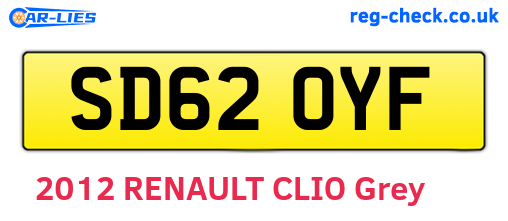 SD62OYF are the vehicle registration plates.