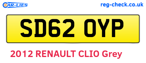 SD62OYP are the vehicle registration plates.