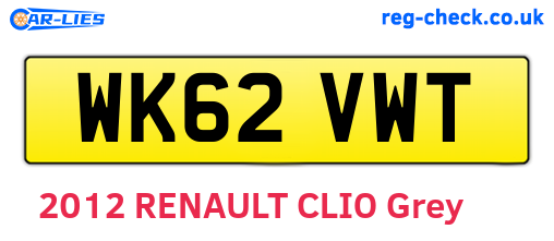 WK62VWT are the vehicle registration plates.