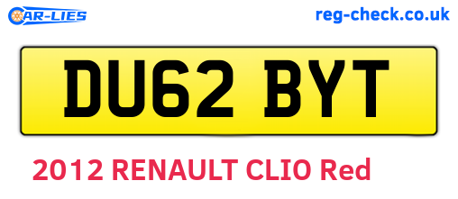 DU62BYT are the vehicle registration plates.