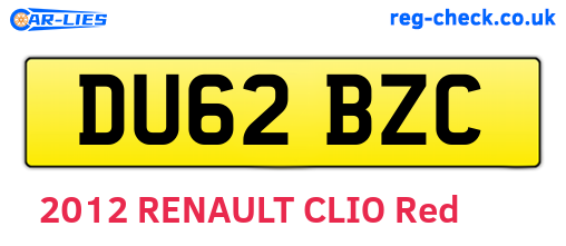 DU62BZC are the vehicle registration plates.