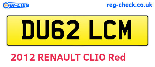 DU62LCM are the vehicle registration plates.
