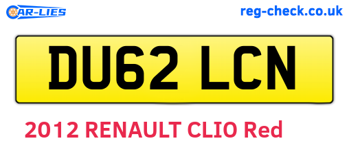 DU62LCN are the vehicle registration plates.