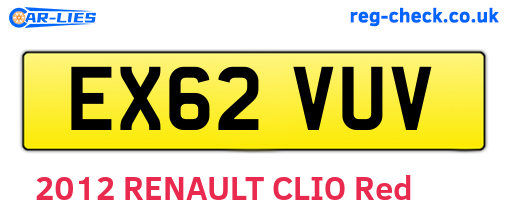 EX62VUV are the vehicle registration plates.