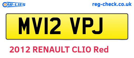MV12VPJ are the vehicle registration plates.