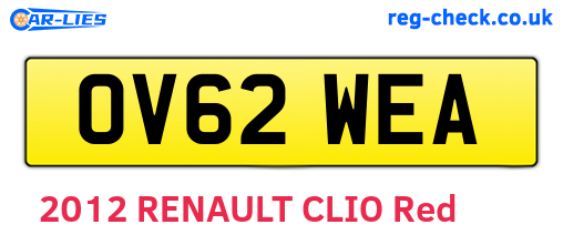 OV62WEA are the vehicle registration plates.