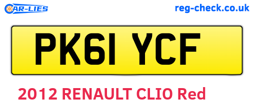 PK61YCF are the vehicle registration plates.