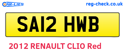 SA12HWB are the vehicle registration plates.