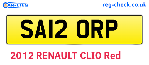 SA12ORP are the vehicle registration plates.