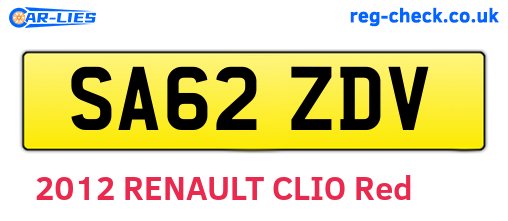 SA62ZDV are the vehicle registration plates.