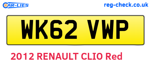 WK62VWP are the vehicle registration plates.