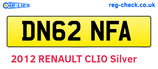 DN62NFA are the vehicle registration plates.