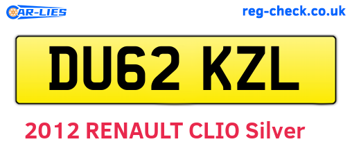 DU62KZL are the vehicle registration plates.