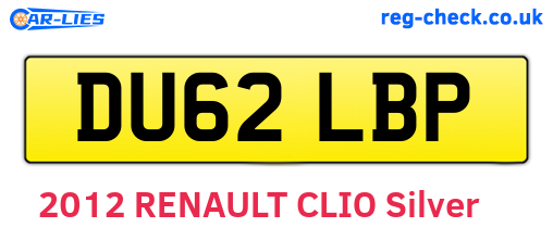 DU62LBP are the vehicle registration plates.