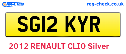 SG12KYR are the vehicle registration plates.