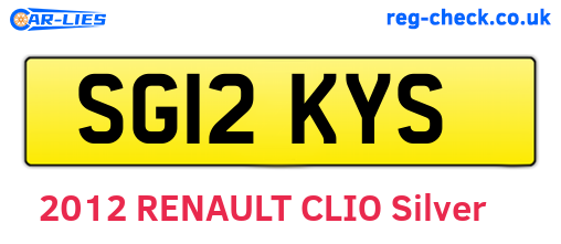 SG12KYS are the vehicle registration plates.