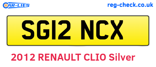 SG12NCX are the vehicle registration plates.