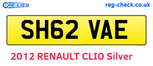 SH62VAE are the vehicle registration plates.
