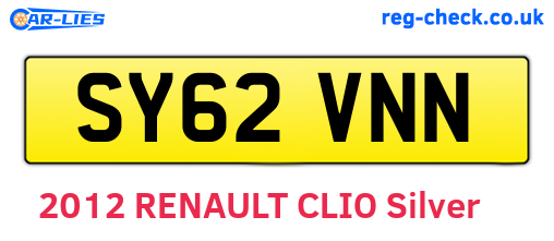 SY62VNN are the vehicle registration plates.