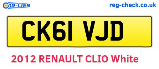 CK61VJD are the vehicle registration plates.