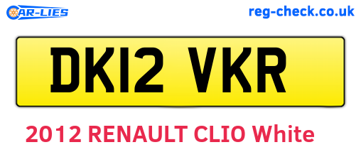 DK12VKR are the vehicle registration plates.