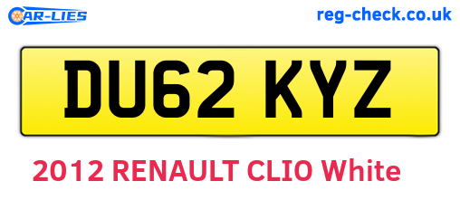 DU62KYZ are the vehicle registration plates.