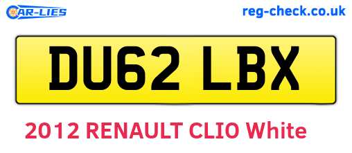 DU62LBX are the vehicle registration plates.